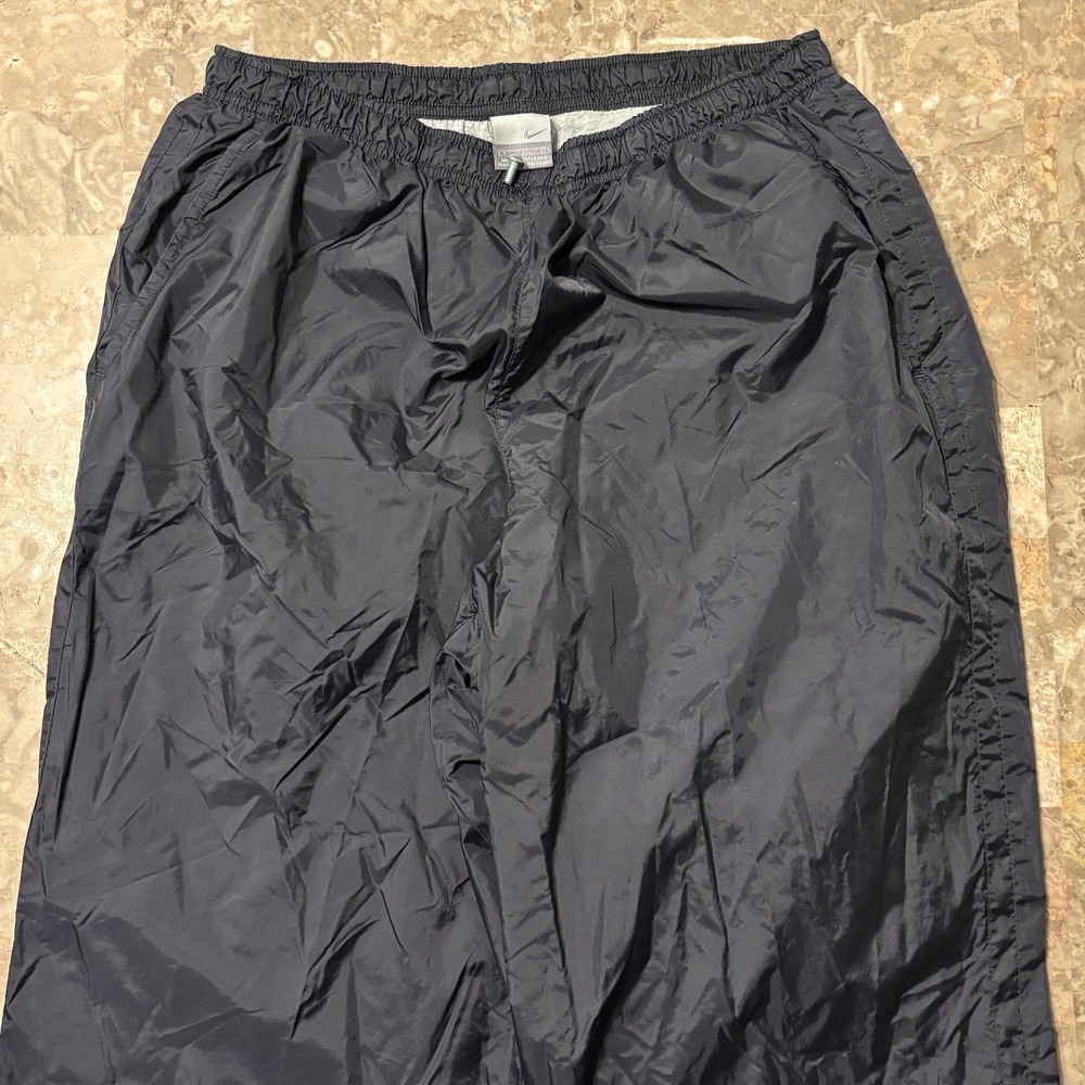 Vintage Nike Track Pants Mens Large Black Baggy Y2K Windbreaker Cotton Lined